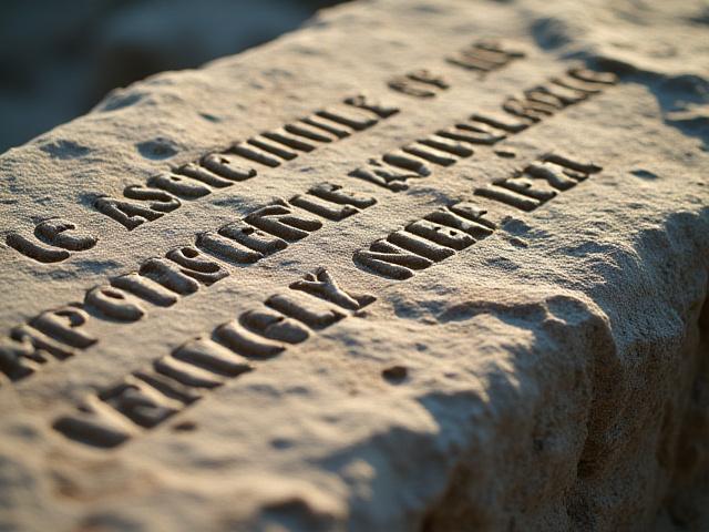 Heavily weathered stone inscription with ambiguous character shapes